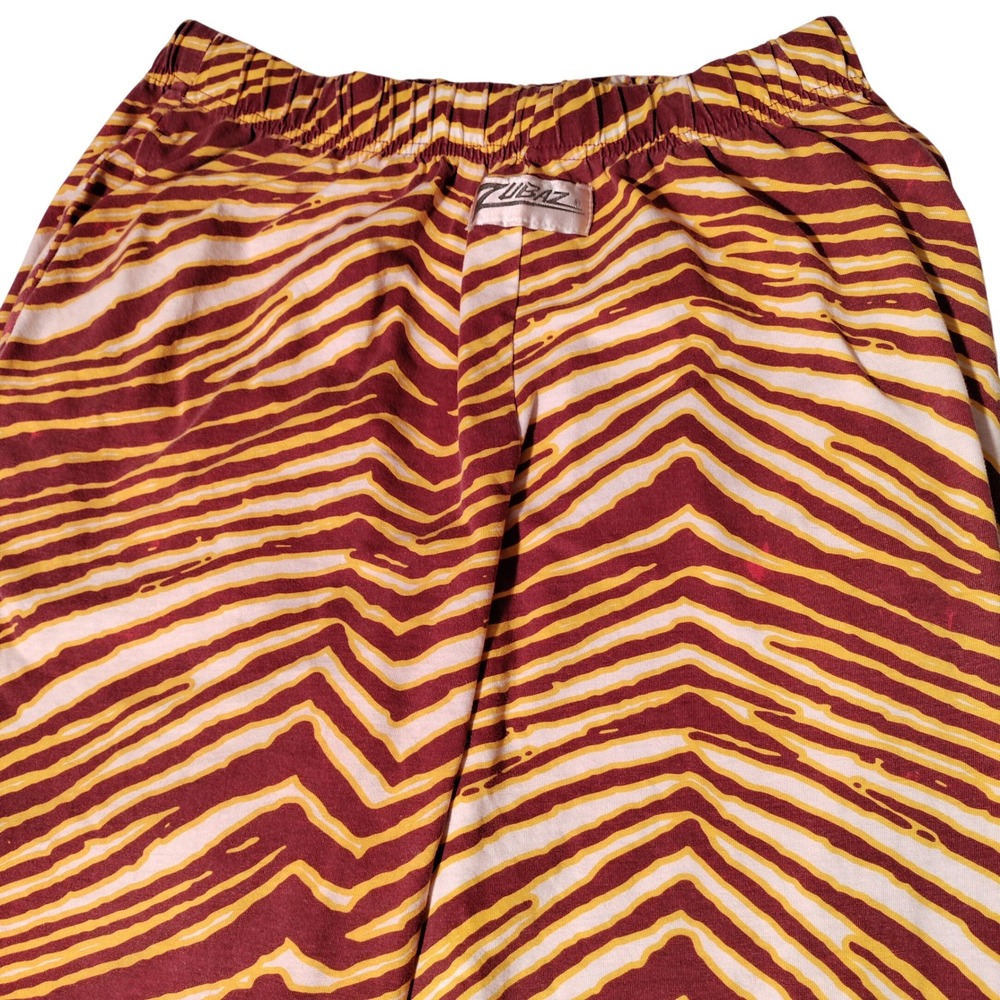 Zubaz Medium Burgundy Gold Zebra Stripe Lounge Pants Relaxed Fit Retro 90s